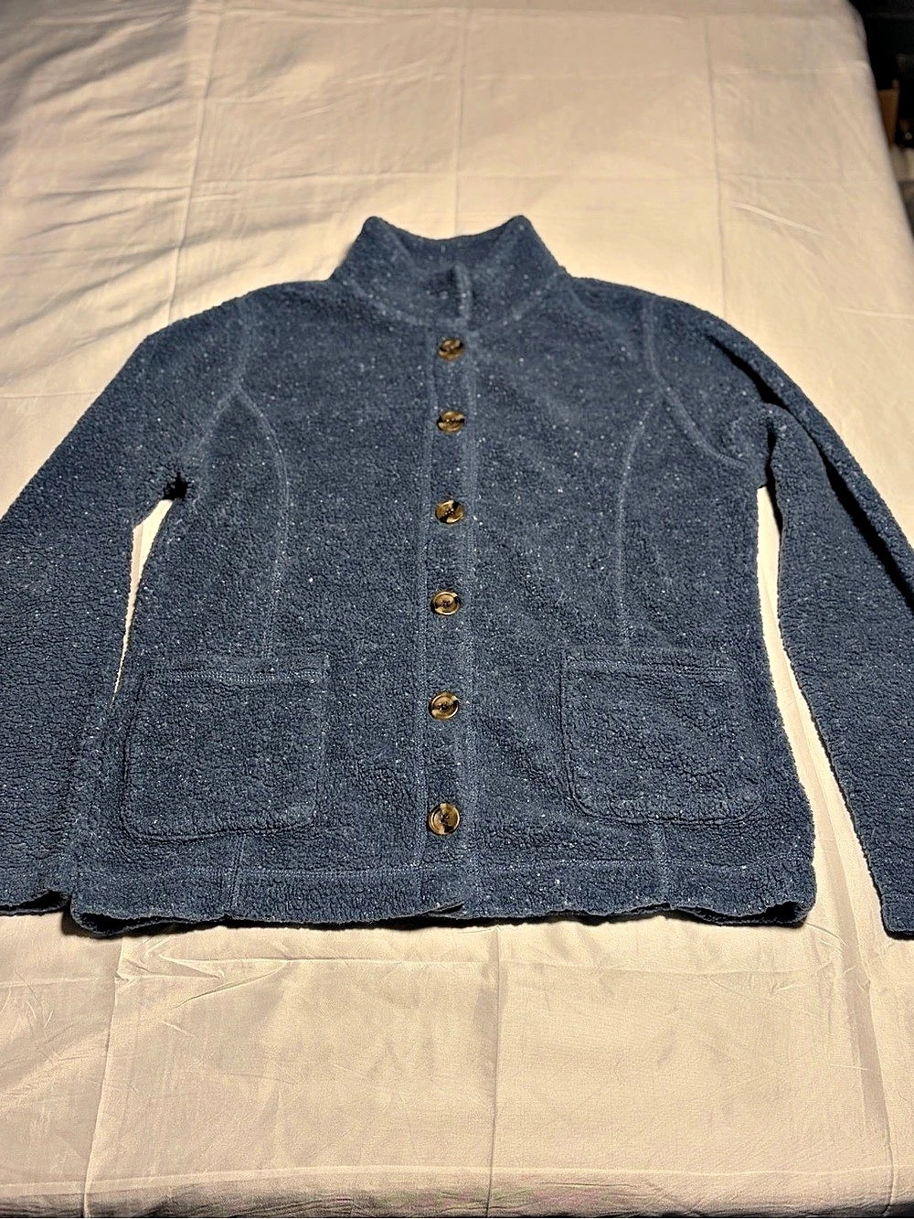 Croft & Barrow Womens S Blue Knit Button Front Cardigan Sweater Pockets